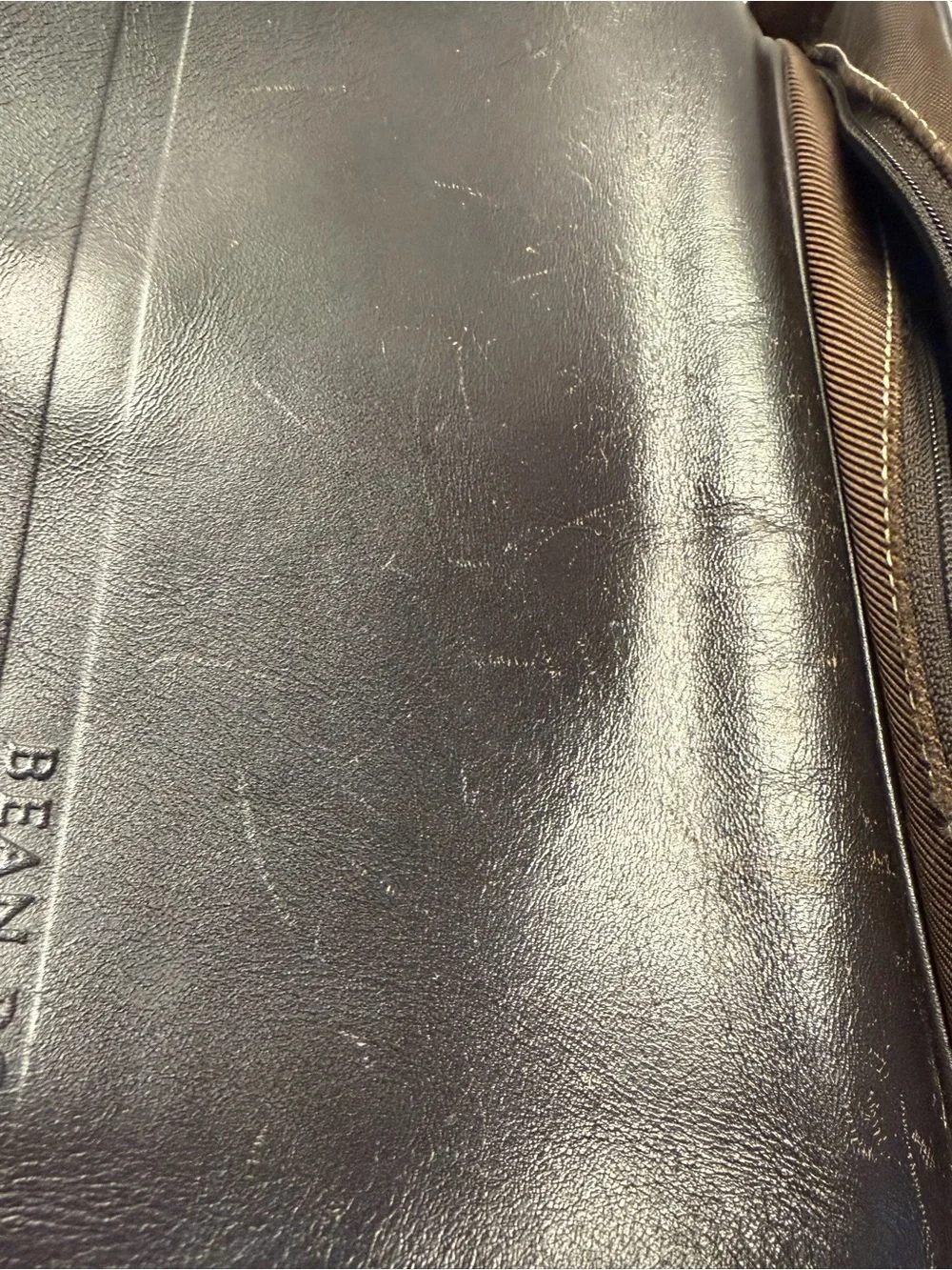 Brown Leather-Trim Striped Crossbody Bag